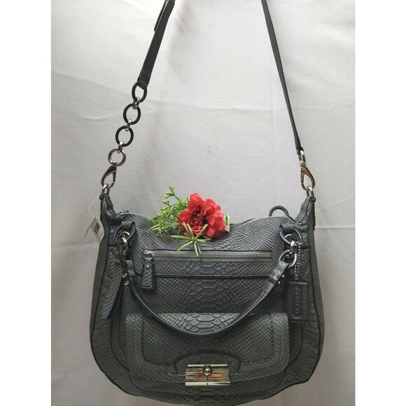 Coach Kristin Gray Leather Python Embossed Limited Edition Satchel Bag -NWT $798 - Picture 7 of 14